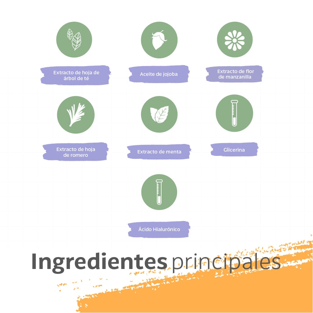 Jabón Líquido para Manos con Aceite de Tea Tree, Jojoba, Manzanilla y Romero